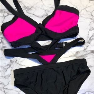 One Piece Neon Pink Bathing Suit/Body Suit